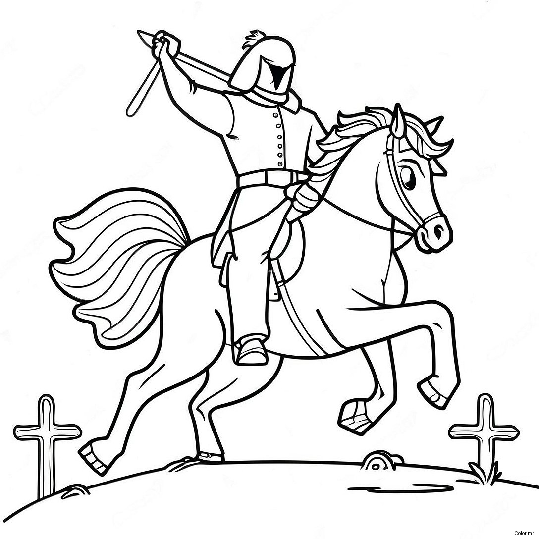 Spooky Headless Horseman Riding A Horse Coloring Page 15912 13444