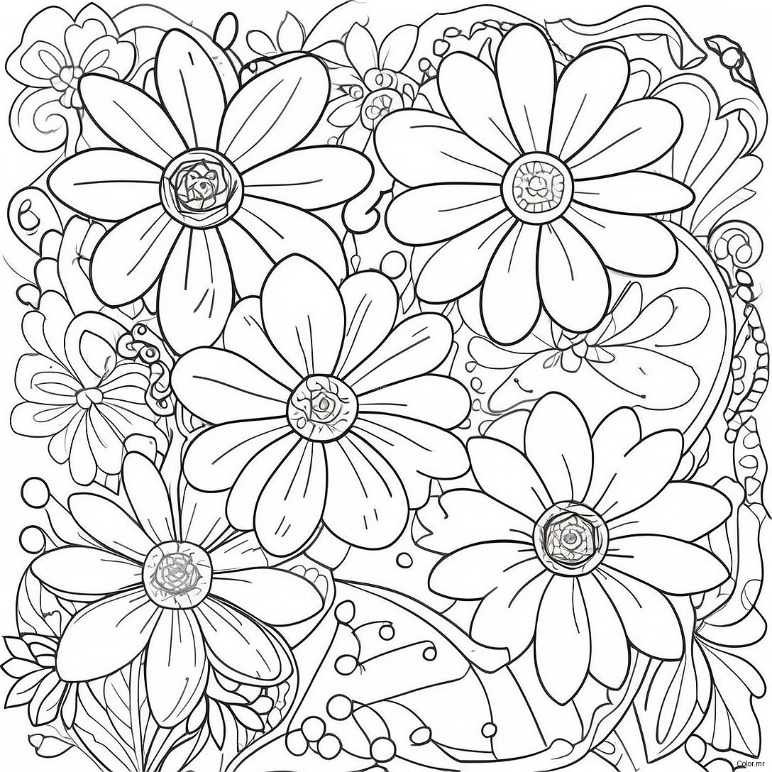Stress Relief Adult Flowers Coloring Page 25255 23093