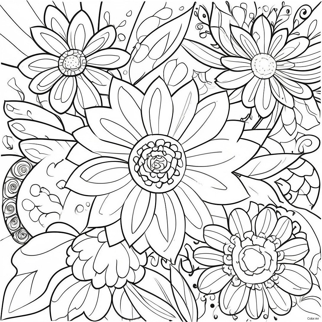 Stress Relief Adult Flowers Coloring Page 25255 23096