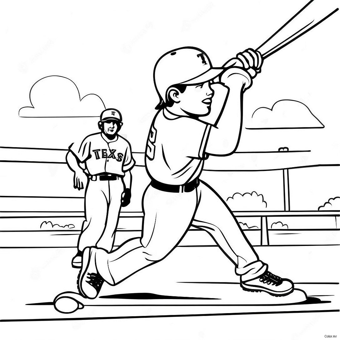 Texas Rangers Baseball Player Swinging Coloring Page 15621 13217