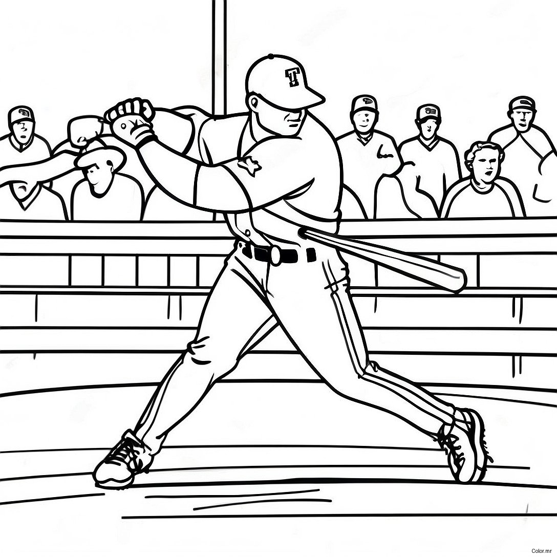 Texas Rangers Baseball Player Swinging Coloring Page 15621 13218