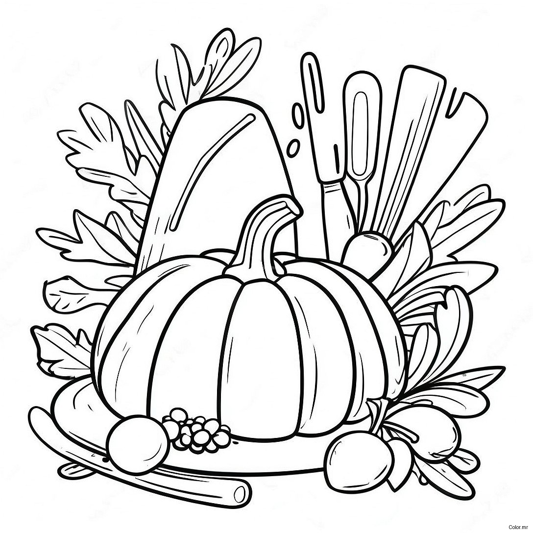 Thanksgiving Celebration With Instruments Coloring Page 73155 60393