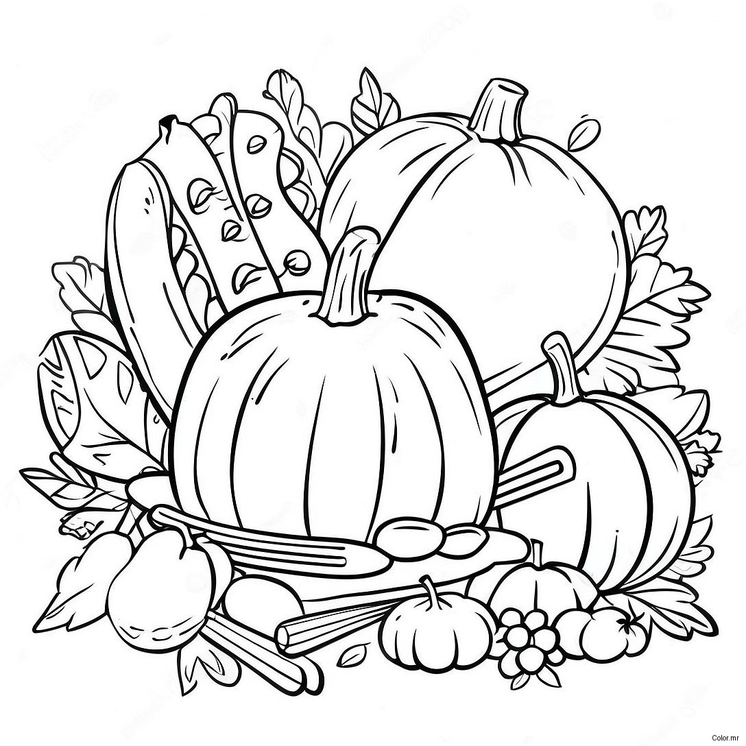 Thanksgiving Celebration With Instruments Coloring Page 73155 60394