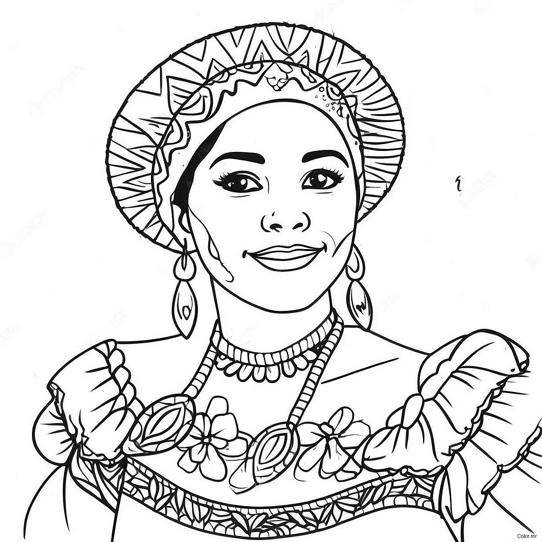 Vibrant Folklorico Dancer In Traditional Dress Coloring Page 67453 55671