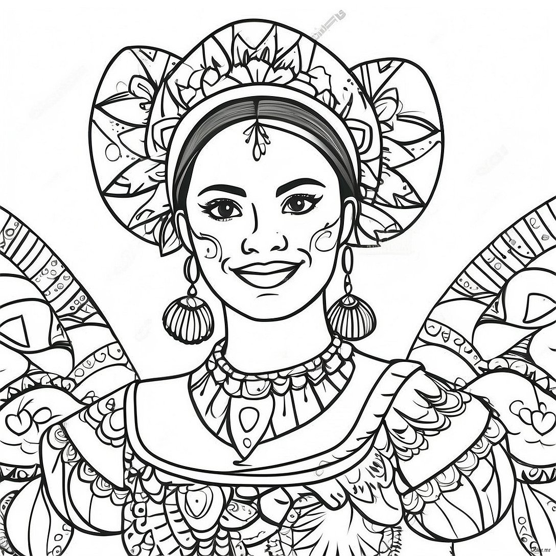 Vibrant Folklorico Dancer In Traditional Dress Coloring Page 67453 55672