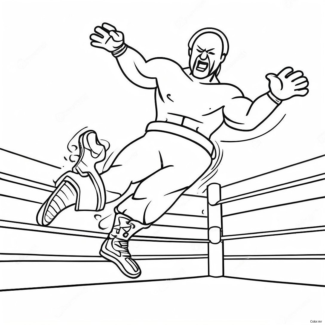 Vibrant Wwe Wrestler Jumping On Opponent Coloring Page 54059 45041