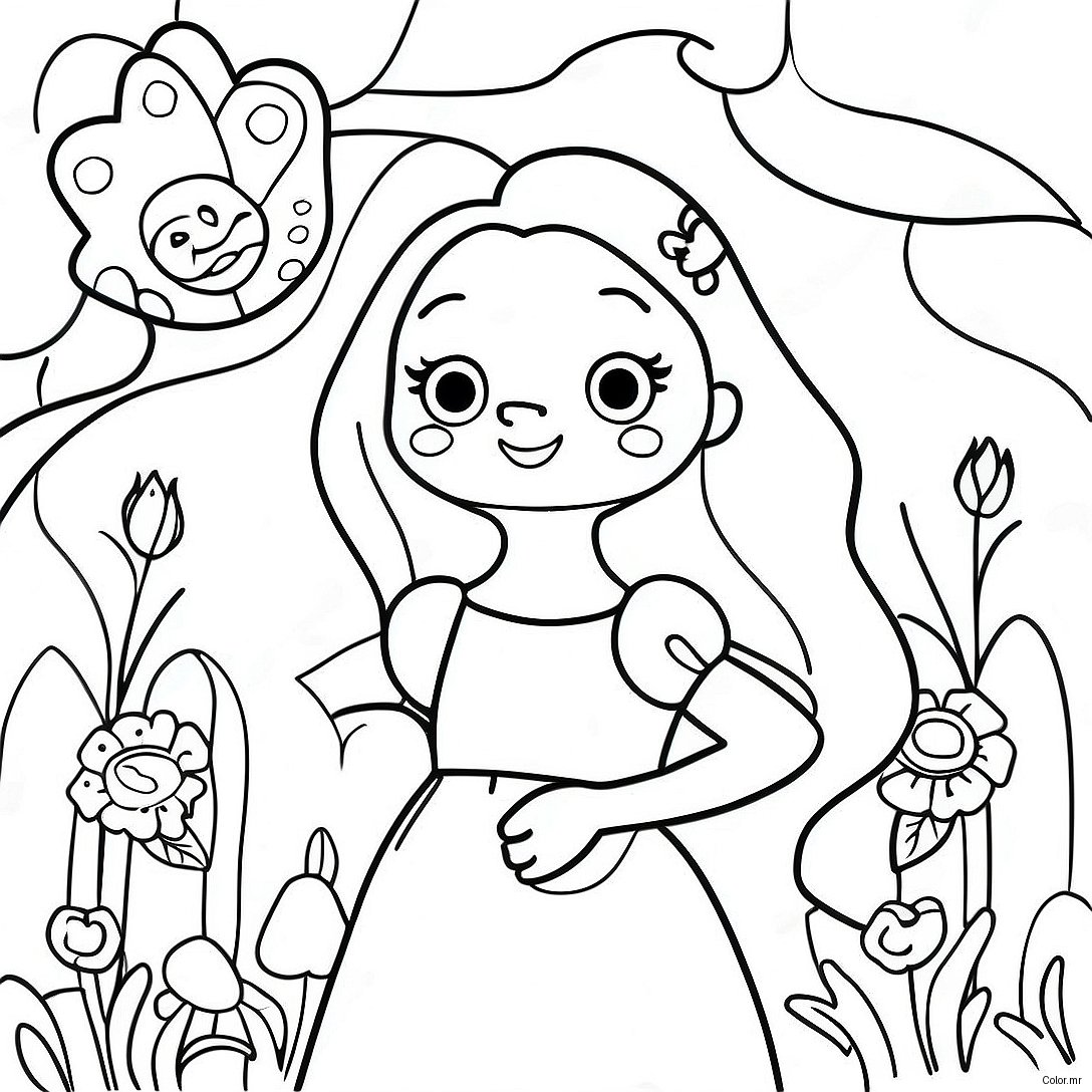 Whimsical Alice In Wonderland Flower Garden Coloring Page 44793 37240