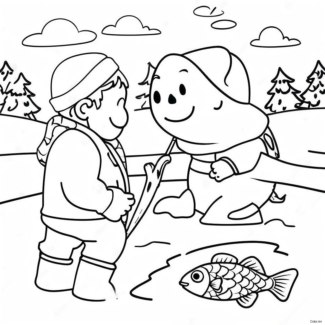 Winter Wonderland Ice Fishing Coloring Page 52617 43765