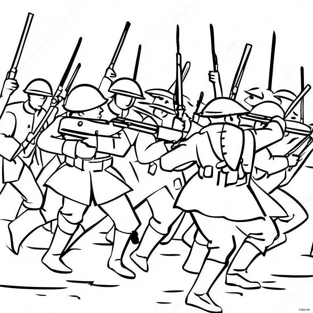 World War 1 Soldiers In Battle Coloring Page 33101 17354