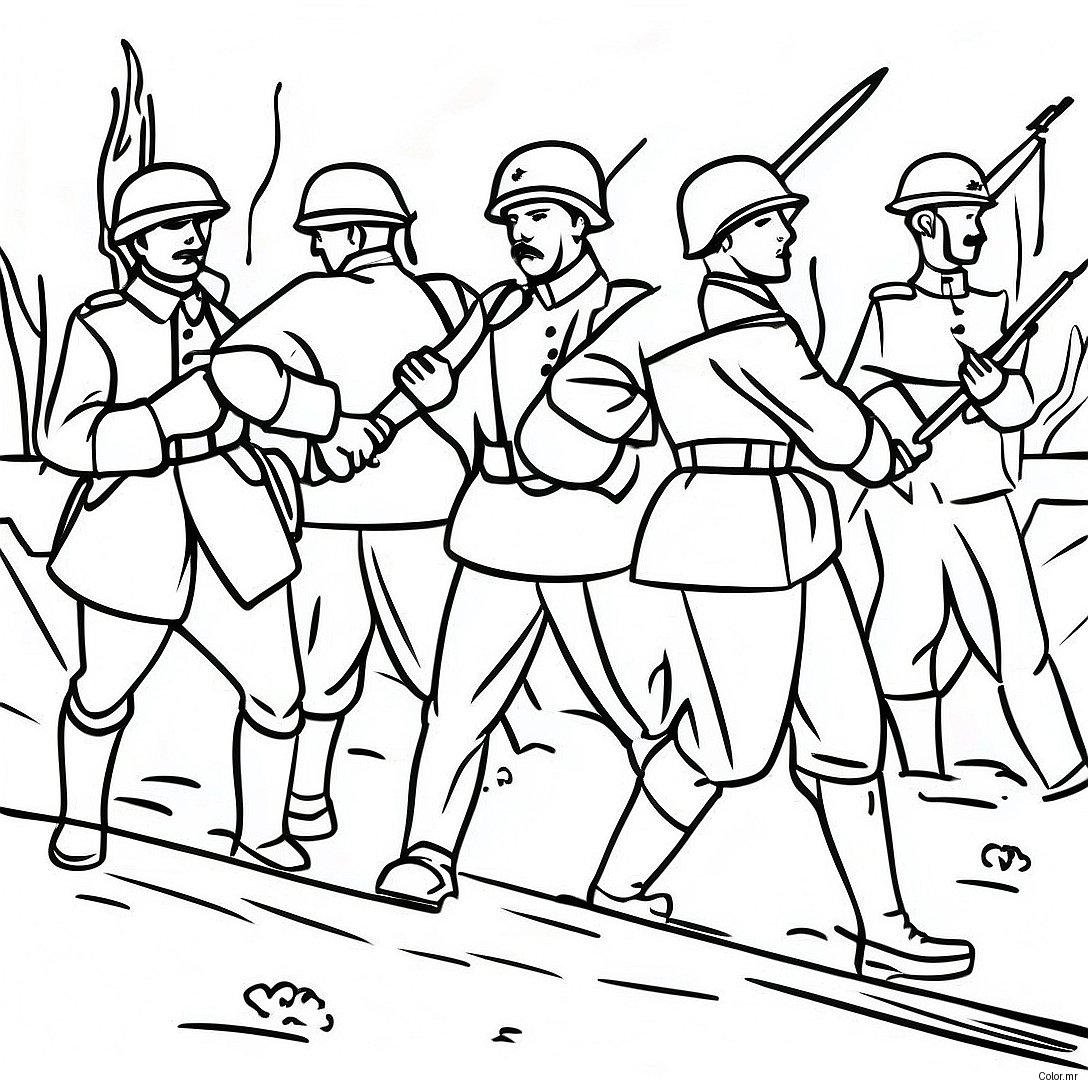 World War 1 Soldiers In Battle Coloring Page 33101 17355