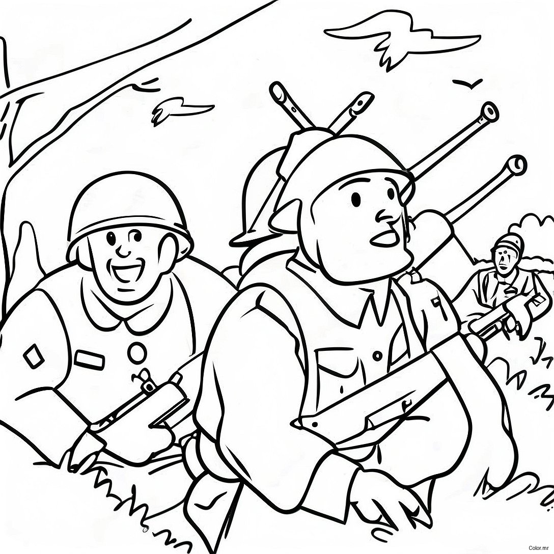 Ww2 Soldiers In Battle Coloring Page 2622 2137