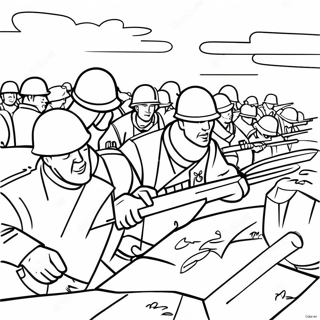 Ww2 Soldiers In Battle Coloring Page 2622 2138