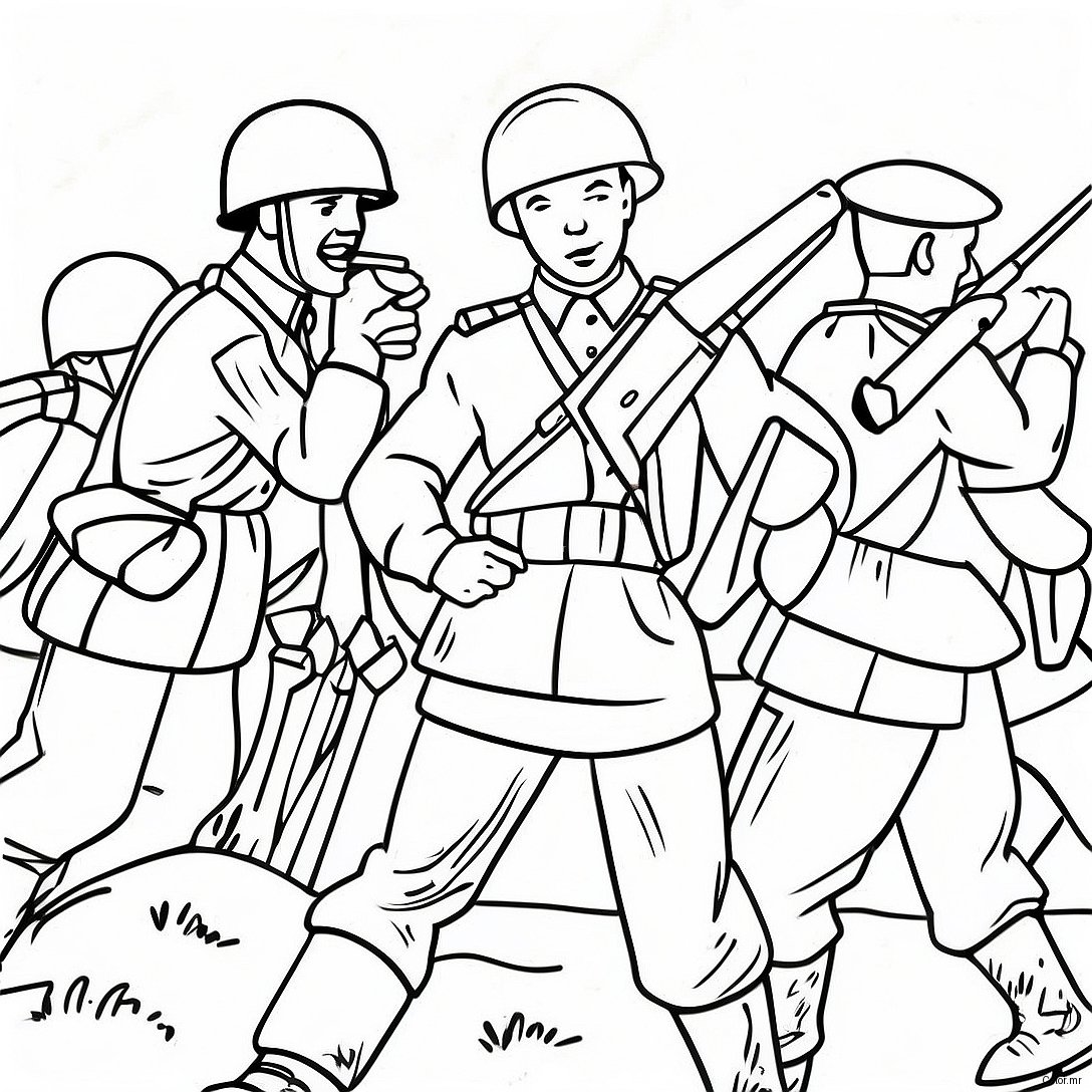 Ww2 Soldiers In Battle Coloring Page 2622 2140