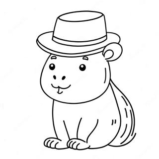 Pagina Para Colorir De Capivara Fofa Com Chapeu 10017-8237