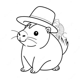 Pagina Para Colorir De Capivara Fofa Com Chapeu 10017-8240