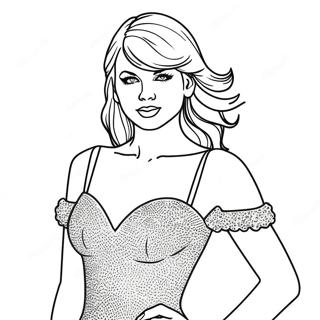 Pagina Para Colorir Da Taylor Swift Em Um Vestido Brilhante 1002-804