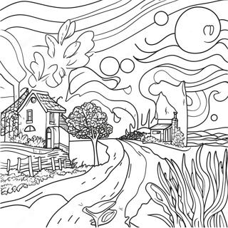 Pagina Para Colorir Da Noite Estrelada De Van Gogh 10246-8418