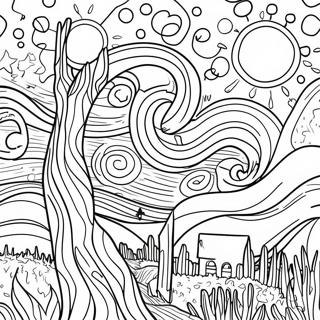 Pagina Para Colorir Da Noite Estrelada De Van Gogh 10246-8419