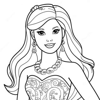 Pagina Para Colorir Da Barbie Em Um Vestido Brilhante 10257-8430