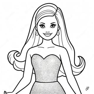 Pagina Para Colorir Da Barbie Em Um Vestido Brilhante 10257-8431