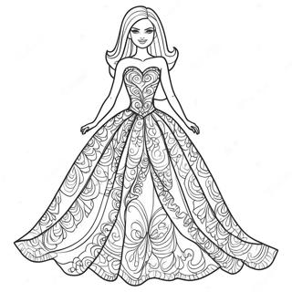 Pagina Para Colorir Da Barbie Em Um Vestido Brilhante 10257-8432