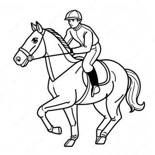 Pagina Para Colorir De Um Jockey Elegante Em Um Cavalo 10317-8477