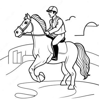 Pagina Para Colorir De Um Jockey Elegante Em Um Cavalo 10317-8479