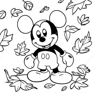 Pagina Para Colorir Do Mickey Mouse Nas Folhas De Outono 10468-8591