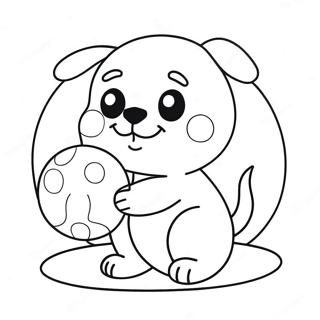 Pagina Para Colorir Do Filhote Kawaii Fofo Brincando Com A Bola 10708-8784