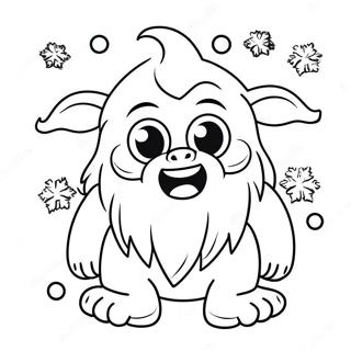 Pagina Para Colorir Do Yeti Fofo Com Flocos De Neve 10998-9016