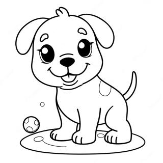 Pagina Para Colorir De Um Cachorro Filhote Fofo Brincando Com A Bola 11098-9094