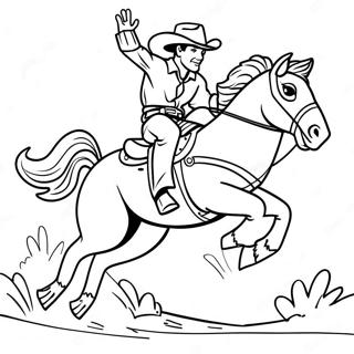 Pagina Para Colorir De Cowboy Montando Um Cavalo Que Se Rebela 11488-9413