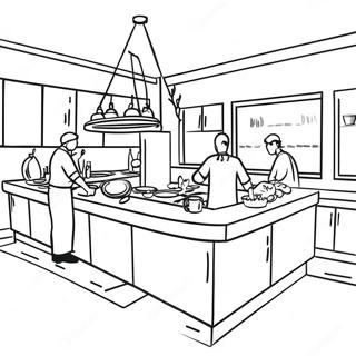 Pagina Para Colorir De Uma Cena De Cozinha De Restaurante 11597-9498