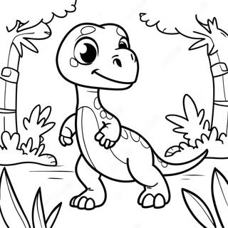 Pagina Para Colorir Do Velociraptor Fofo Brincando Na Selva 1172-939