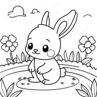 Pagina Para Colorir De Um Coelhinho Bebe Fofo Em Um Campo De Flores 12018-9837