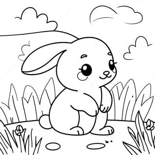 Pagina Para Colorir De Um Coelhinho Bebe Fofo Em Um Campo De Flores 12018-9838