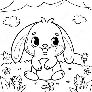 Pagina Para Colorir De Um Coelhinho Bebe Fofo Em Um Campo De Flores 12018-9840