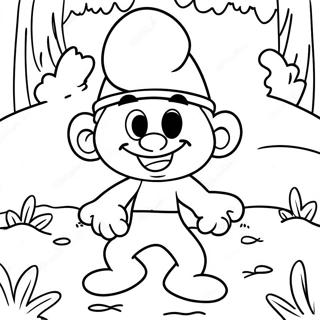 Pagina Para Colorir Do Smurf Feliz Brincando Na Floresta 12118-9917