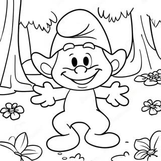 Pagina Para Colorir Do Smurf Feliz Brincando Na Floresta 12118-9918