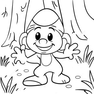 Pagina Para Colorir Do Smurf Feliz Brincando Na Floresta 12118-9919