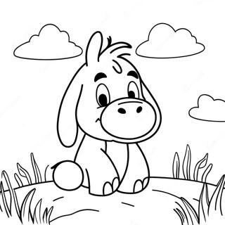 Pagina Para Colorir Do Eeyore Sob Um Ceu Chuvoso 1282-1028