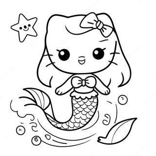 Pagina Para Colorir Hello Kitty Sereia Fofa Com Estrela Do Mar 13048-10841