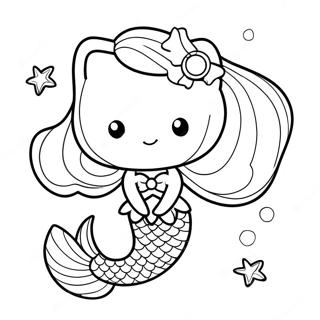 Pagina Para Colorir Hello Kitty Sereia Fofa Com Estrela Do Mar 13048-10842