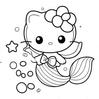 Pagina Para Colorir Hello Kitty Sereia Fofa Com Estrela Do Mar 13048-10843