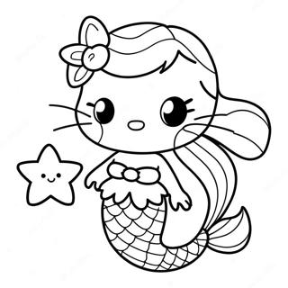 Pagina Para Colorir Hello Kitty Sereia Fofa Com Estrela Do Mar 13048-10844