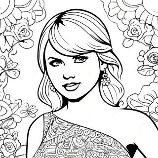 Pagina Para Colorir De Taylor Swift Encantadora Em Um Vestido Brilhante 13398-11121