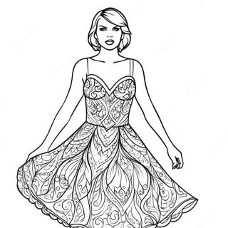 Pagina Para Colorir De Taylor Swift Encantadora Em Um Vestido Brilhante 13398-11124