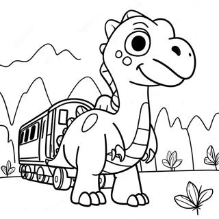 Pagina Para Colorir Aventura Colorida Do Trem Dos Dinossauros 13639-11308