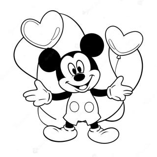 Pagina Para Colorir Do Mickey Mouse Segurando Baloes Em Forma De Coracao 13739-11385