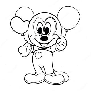 Pagina Para Colorir Do Mickey Mouse Segurando Baloes Em Forma De Coracao 13739-11388